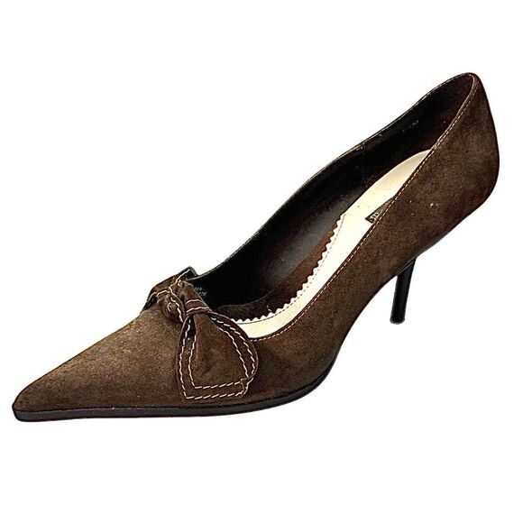 Sam Elderman Vintage Pointed Heels Brown Suede Size 7.5 M Pre-Owned - Picture 5 of 10